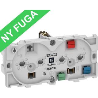 Fuga dob. stikkontakt hospital 2-polet m/jord 2m