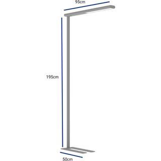 LED-gulvlampe til kontor MAULjet, sølvfarvet, dæmpbar, 195 cm