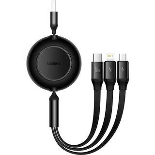 Baseus - Bright Mirror 3 USB 3 in 1 cable for micro USB USB C Lightning 66W 2A 1 1m Black