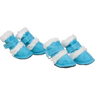 PET LIFE DPF08322 DUGGZ SNUGGLY Shearling Dog Boots X-Small Blue/White