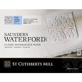 Saunders Waterford High White hellimet akvarelblok GF, CP – 41×31 cm, 20 ark, 300 g/m²