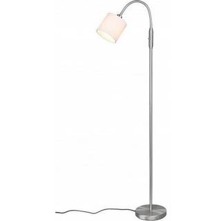 Tommy gulvlampe, nikkel/hvid, højde 130 cm, metal/stof
