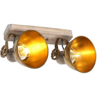 Loftspot Gearwood, bronze, 2 lyskilder, metal, træ, E27