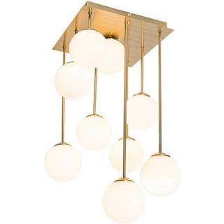 Moderne loftslampe guld med opalglas 9-lys - Athen