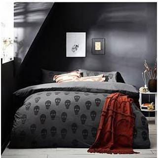 Furn Furn Grey Skulls Tufted 100% Cotton Duvet Cover and Pillowcase Set