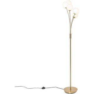 Moderne gulvlampe guld med opalglas 5-lys - Athen