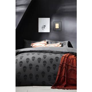 Furn Furn Grey Skulls Tufted 100% Cotton Duvet Cover and Pillowcase Set