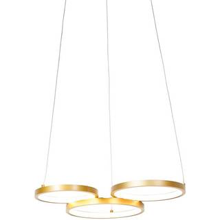 Guld pendellampe inkl. LED 3-trins dæmpbar 3-lys - Rondas
