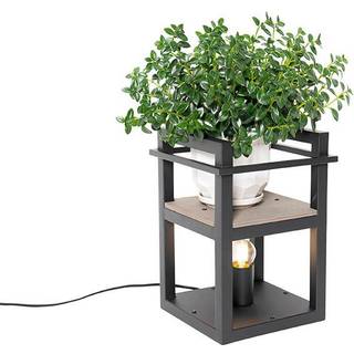 Industriel bordlampe sort med træ - Cage Rack