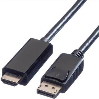 VALUE DisplayPort Kabel, 5,0m, Sort, Displayport: Han - HDMI: Han, 4K@60Hz