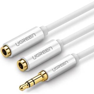 Ugreen hovedtelefon ministik 3,5 mm til 2x ministik 3,5 mm splitter adapterkabel, 20 cm - Hvid