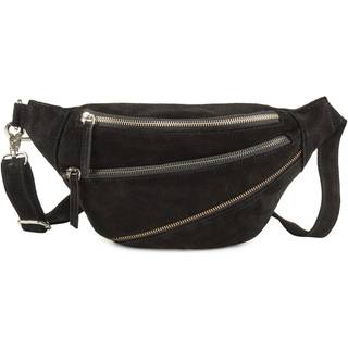 BEMÆRK: Kollektionsprøve. Style Ghita i smukt sort læder: Cool bumbag / bæltetaske m. flot lynlåsdetalje