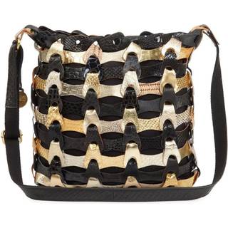 Style Aida i sort/guld. Lækker håndflettet crossbody skuldertaske i smukt skind