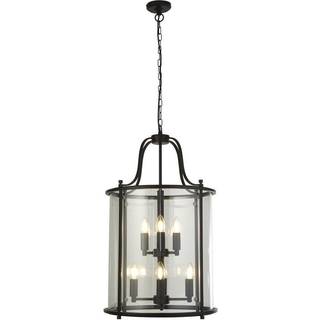 Lantern Grande hængelampe, sort/klar, glas, E14
