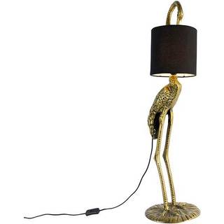 Vintage gulvlampe messing stofskærm sort - Animal Crane