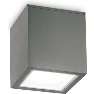 Ideal Lux downlight Techo IP54, antracit, metal 15 x 15 cm