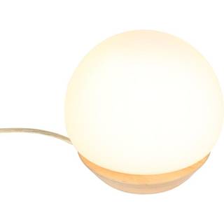 Ancilla bordlampe, træ, glas, bøg, opalhvid, G9-fatning
