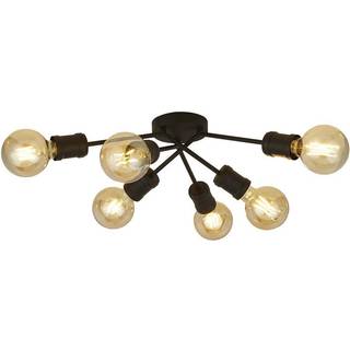 Loftlampe Dance, 6 lyskilder, sort, metal, E27, Ø 52 cm