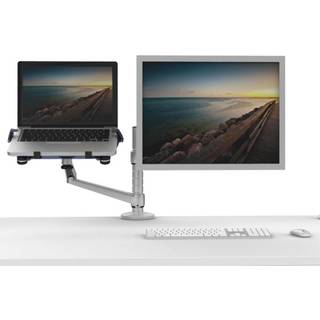 Wergon - Apollon - Justerbar Dual Desktop Holder - Monitor skærm Max 32 / Laptop Max 15.6 - Sølv
