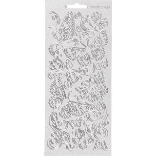 Sølv Sommerfugle Stickers - 10x23 cm, 1 ark