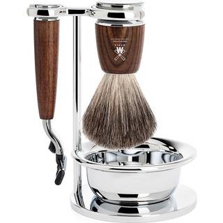 Mühle Barbersæt med Mach3 Skraber, Barberkost, Holder og Skål, Rytmo, Ask