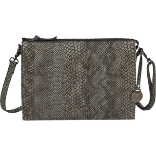 BEMÆRK: Kollektionsprøve. Style Liberty m. armygrønlig slangemønster. Eksklusiv skuldertaske, crossover, clutch i smukt læder (Copy)