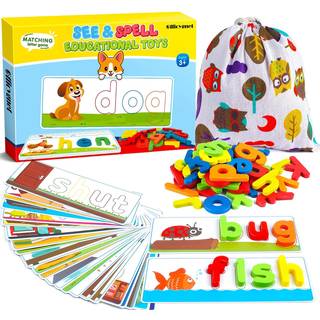 Officygnet See & Stave Learning Pædagogisk legetøj og gave til 3 4 5 6 år gamle drenge og piger - Matchende brevspil til førskolebørn - 80 stk CV