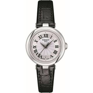 Tissot Bellissima dameur i stål med sort læderrem, romertal Ø26