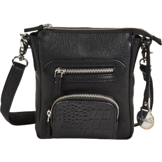 Style Kiwi i sort: Flot mindre skuldertaske/crossbody i skønt læder