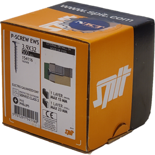 Spit gipsskrue P-Screw EWS 3,9x32 500stk elfz. løs 154116 udv. gips på træ/0,6mm