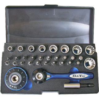 BATO Top/bitssæt 1/4" SplineLock 32 dele 4-13mm. (1833)