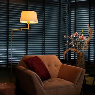 Klassisk bronze gulvlampe med justerbar hvid lampeskærm - Ladas Fix
