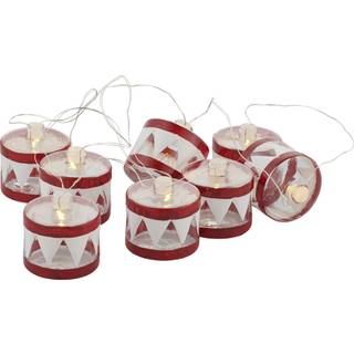 Sirius Elly Garland RØD – lyskæde med 8 glas-trommer med LED lys