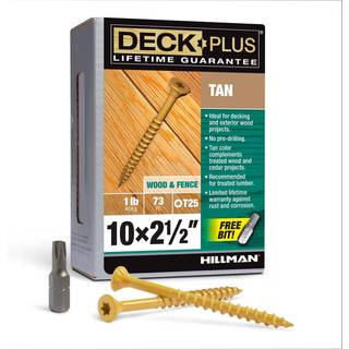 Dæk plus 48415 Træskruer #10 x 2-1/2 """" Tan 1 lb kasse