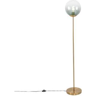 Art Deco Gulvlampe Messing med Grønt Glas - Pallon