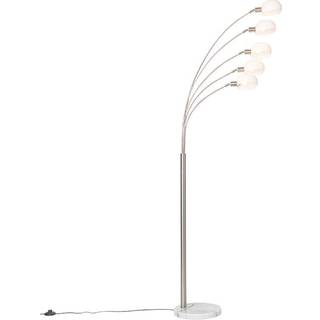 Design gulvlampe stål med opal glas 5-lys - Sixties Marmo