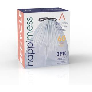 Happimess HPM3000B-CLEAR 5.3 Gallon Kitchen DrawString papirkurven papirkurv kan foring Ryd 60-tæller 3-pakker med 20 foringer