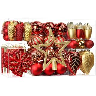 Shareconn 106pcs Julekugler Ornamenter S?t farverige knustfast plastdekorative kugler til Xmas Tree Decor Holiday Wedding Party Decoration med h?