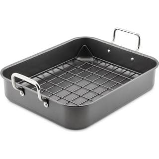 Rachael Ray Bakeware Nonstick Roaster/Roasting Pan med Reversible Rack 16,5 tommer x 13,5 tommer grå
