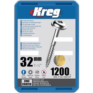 Træskrue Kreg SML-F125; Maxi-Loc; 1,25''; 32 mm; 1200 stk .; fin tråd