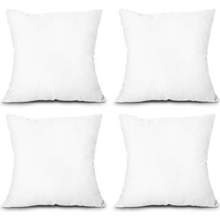 Edow kaster pudeindsatser sæt med 4 lette ned alternative polyester pude sofa pude sham stuffer maskine vaskbar. (White 18x18)