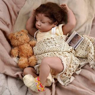 JIZHI Lifelike Reborn Baby Dolls - 17-tommer blødt skind Realistiske nyfødte fuldkrops vinyldukker med fodringsudstyr til samlingen &
