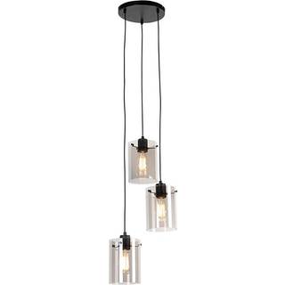 Design hængende lampe sort med røgglas 3-lys - Dome