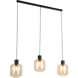 Design pendellampe sort med ravglas 3-lys 161,5 cm - Qara