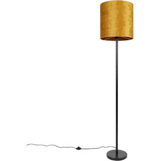 Klassisk gulvlampe sort skærm guld 40 cm - Simplo