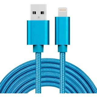SiGN USB til Lightning-kabel 2.4A, 3m, Nylon - Blå