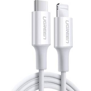 Ugreen MFI USB-C til Lightning-kabel, PD, 20W, 3A, 480mbps, 0,5 m - Hvid