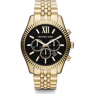 Michael Kors Lexington ur, guldfarvet med sort urskive Ø44