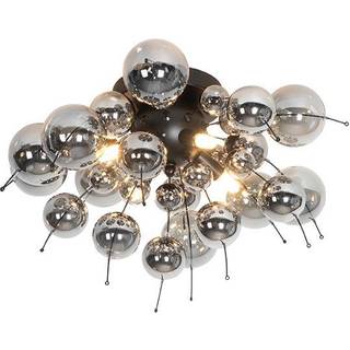 Design loftslampe sort med røgglas 4-lys - Explode