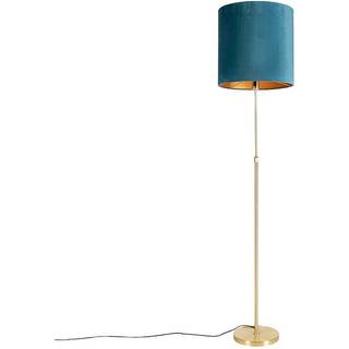 Gulvlampe guld/messing med blå fløjlsskærm 40/40 cm - Parte